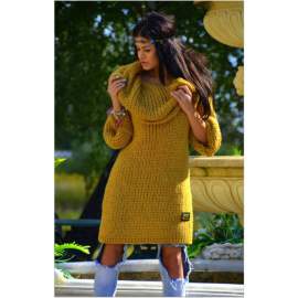 Hosszú pulóver- mustársárga